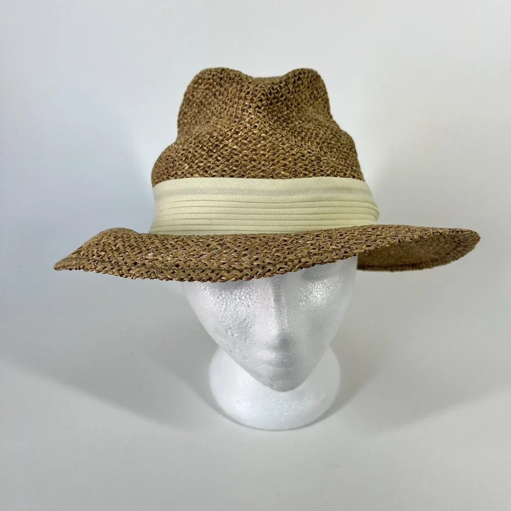 Summer Club Womens Styled In Australia Straw Hat Cream Band Natural Fiber Medium - Picture 2 of 9